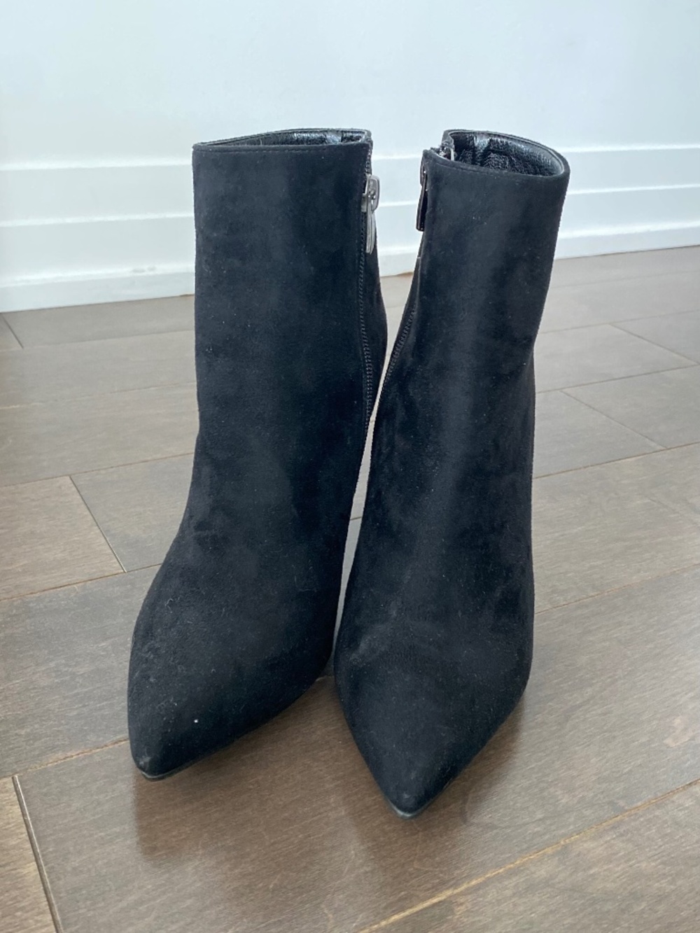Black Suede Pointed Toe Stiletto Ankle Boots Size 36 (6 US) – New